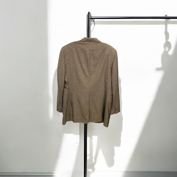 Jos A Bank Signature Gold Silk Wool Golden Houndstooth w Check Blazer size 42 LG - Picture 4 of 14